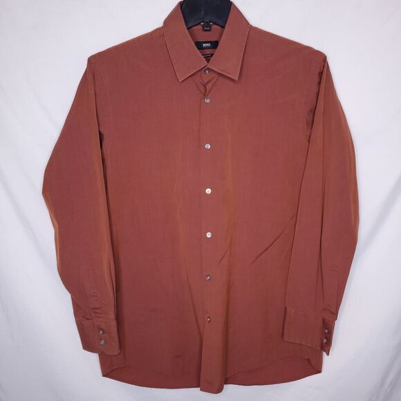 Hugo Boss Shirt Mens 16.5 Regular Fit Cotton Preppy Office - Picture 2 of 11